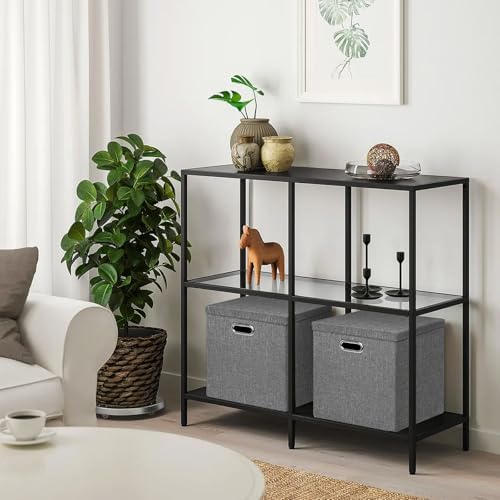 Linen Storage Bins with Lids,13 x 13 Inch Foldable Fabric Cube Baskets Boxes Organizer for Closet, Shelves, and Home. (Gray, (13x13) 4 pack) - Image 3
