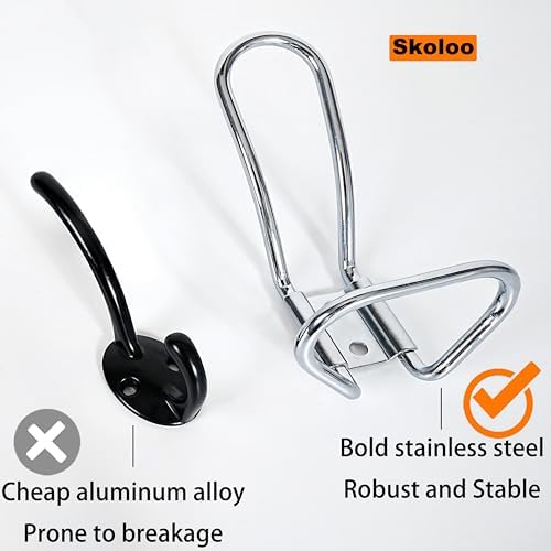 SKOLOO Durable Wall Coat Rack with 5 Double Hooks - Heavy-Duty Iron, No Assembly Required, Ideal for Family Entrances, Mudrooms, Classrooms & Hallways - Scratch/Chip Resistant Finish, White, Pack of 2 - Image 4