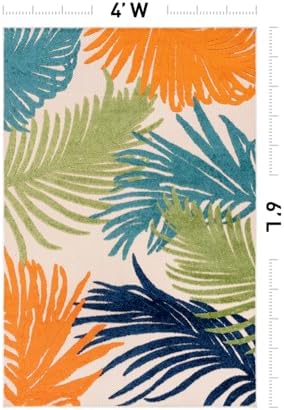 Rugshop Lucca Indoor/Outdoor Contemporary Floral Area Rug Multi 4' x 6' - Image 2