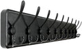 WEBI Coat Rack Wall Mount,38 9/16" Long,10 Tri Hooks for Hanging Coats,16" Hole to Hole,Coat Hooks Wall Mounted Coat Hanger,Farmhouse Wood Hook Rack for Clothes,Jacket,Hats,Rustic Black by WEBI
