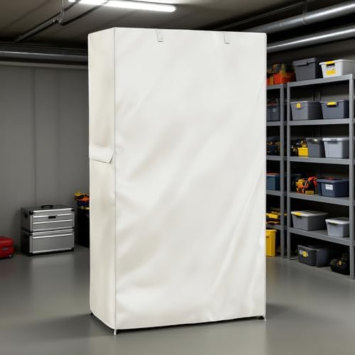 Storage Shelf Cover,Outdoor Heavy Duty 600D 60''W x 18''D x 72''H Dustproof Waterproof Shelf Covers for Wire Shelving,Storage Rack Cover with Zipper,White - Image 2