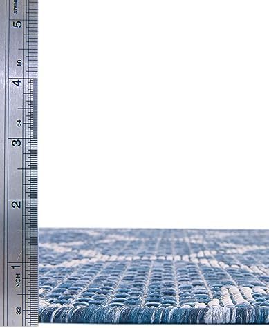 Unique Loom Trellis Collection Area Rug-Lattice Design, Moroccan Inspired for Indoor/Outdoor Décor, 2' 0" x 8' 0" Runner, Navy Blue/Gray - Image 6