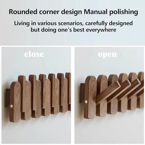 Wall Mounted Piano Key Hanger | Flip Style Hook | Entrance wall Art Hook, Made of Oak Wood (3 Times Painted, 4 Times Polished) (Arc Walnut-Beech, 8Hooks) - Image 7