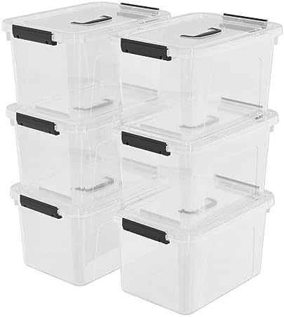 12 Qt Clear Tote Box, Plastic Storage Bin with Lid & Handle Set of 6 - Image 7