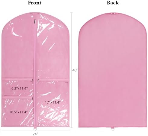 Univivi 40 Inch Dance Costume Garment Bags for Dancers, Pink, 8 Pack - Image 2