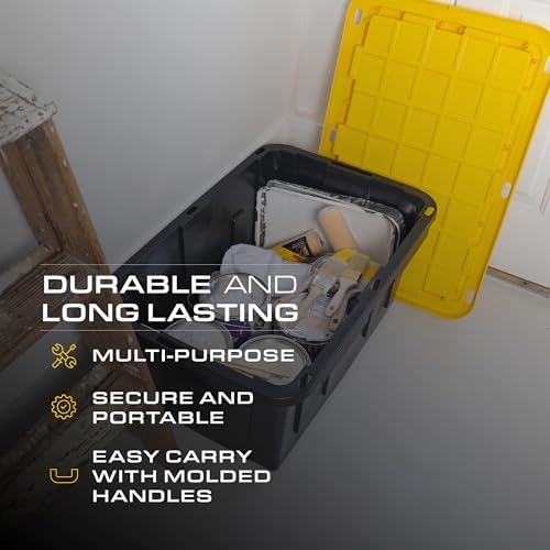 CX Heavy Duty 27-Gallon Stackable Plastic Storage Bins with Lids, 4 Pack - Image 5