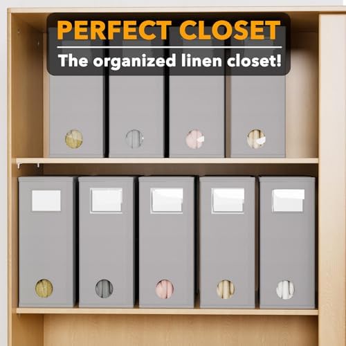 SpaceAid 9 Pack Bed Sheet Organizers and Storage, Foldable Sheet Organizer with Window for Linen Closet, Set Folder Keeper for Queen & King Size Bedding Storage (Gray) - Image 5