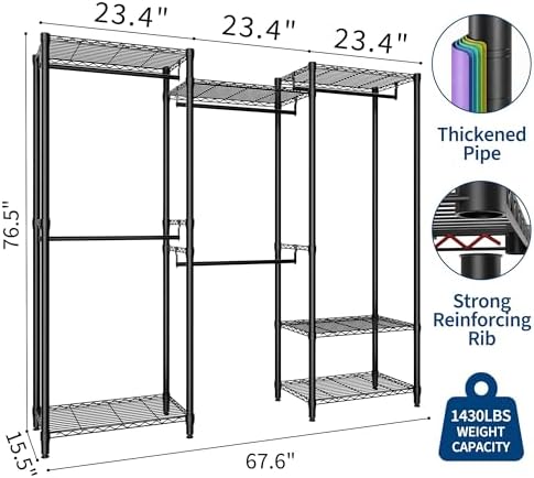 Garvee Portable Clothes Rack Heavy Duty Garment Rack - Image 4