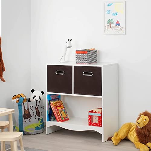 Fabric Cubby Storage Bins, 13x13x13 Inches, Foldable Storage Bins with Dual Handles, Set of 6, Coffee - Image 4