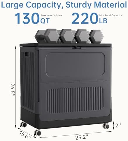 HAIXIN 130QT Large Storage Bin with Lid and Wheels, Dark Gray - Image 3