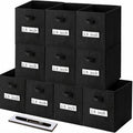 Storage Bins,13" Cube Storage Bin with Labels,10pcs,Black by Anyoneer