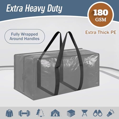 12 Pack Extra Heavy Duty Large Moving Bags with Strong Zipper, Black - Image 2
