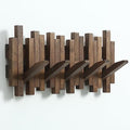 Natural Wood Wall Mounted Piano Coat Rack| Coat Rack Wall Mount| Flip Down Wall Hook Rack 5 Hooks| Entryway Coat Rack,Made of Acacia Wood (Walnut Color Dyed with Wood Wax Oil).Wall Art by Gogreebell