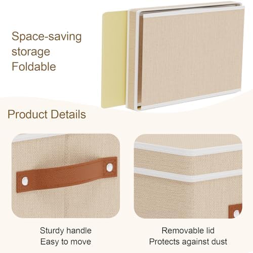 Beige Foldable Storage Bins,10.2×7.8×6.7 In,Shelf Baskets,5-Pack - Image 6