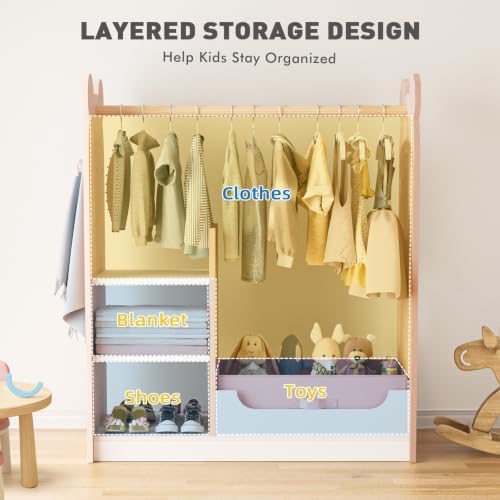 BlueWood Dress Up Storage Kids Wardrobe with Mirror, Costume Closet - Image 4