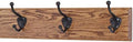 Oak Coat Rack with Oil Rubbed Bronze Hat & Coat Style Hooks (Chestnut, 15" x 3.5" with 3 Hooks) by PEG+AND+RAIL