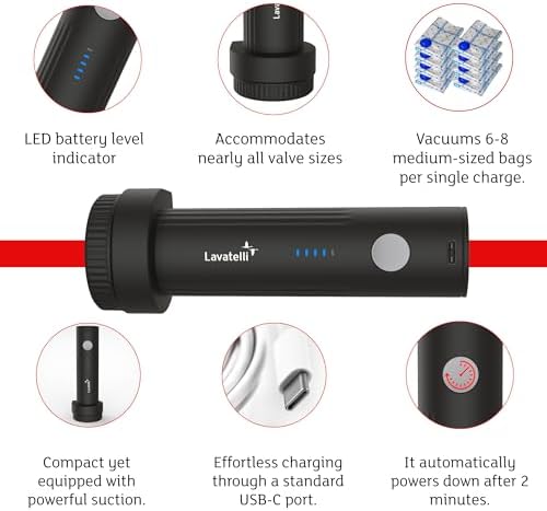 Lavatelli Travel Vacuum Set, USB-C Pump + 12 Bags 40x45 & 40x60 cm - Image 3