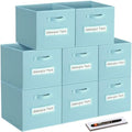 Fabric storage cubes (8 Pack) 13 Inch Cube Storage Bin, cube organizer bins with 8 Labels Window Cards & a Pen, Foldable cube organizer bins and Storage Box, Sky Blue by Artsdi