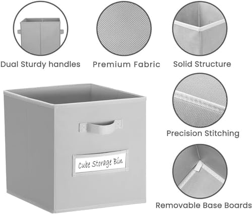 Storage Bins,11" Cube Storage Bin with Labels,10pcs,Light Grey - Image 2