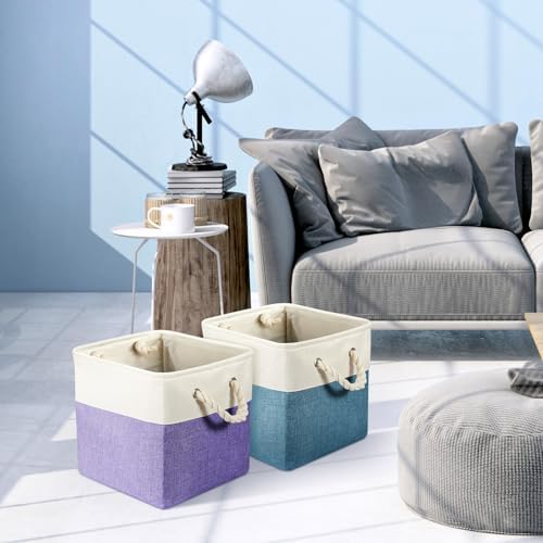6 Pack 13 x 13 Inch Cube Storage Bins Fabric Square Cube Baskets, Morandi - Image 5