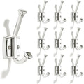 10 Pack 4-3/4 inch Polished Nickel Coat Hooks, Wall Mounted with Screws Suitable for Hanging Keys, Bath Towel, Bags, Hats, etc. Square Zinc Alloy mudroom Hooks by CABDM