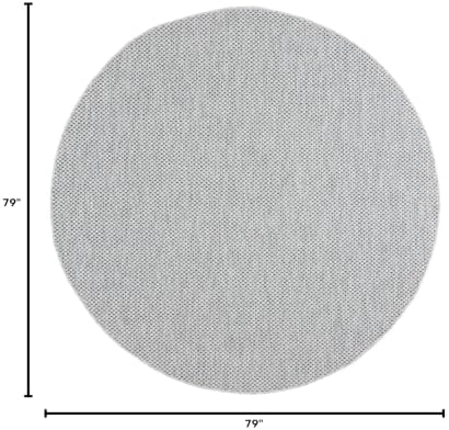SAFAVIEH Washable Rug Outdoor Courtyard Collection - 6'7" Round, Grey & Navy, Non-Shedding & Easy Cleaning, Ideal for Patio, Backyard, Mudroom (CY8521-36812) - Image 2