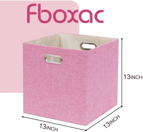 13x13x13 Inch Foldable Cube Storage Bins with Metal Handles, 4 Pack - Image 2