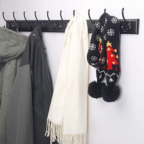 Dseap Coat Rack Wall Mounted: 10-Hooks, 38-1/4" Long, 16" Hole to Hole, Wood Coat Hooks Wall Mounted, Hook Rack, Hook Rail, Hooks for Hanging Coats, Black - Image 4