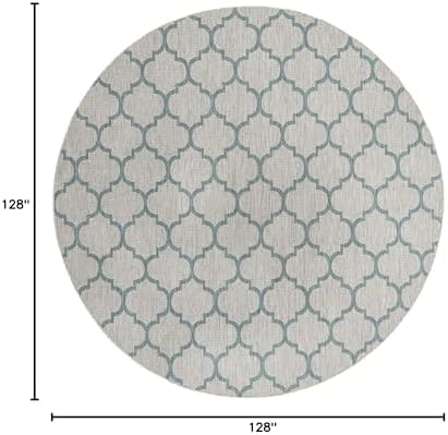 Unique Loom Outdoor Trellis Collection Area Rug - Trellis (Round 10' 8" x 10' 8", Gray/ Ivory) - Image 2