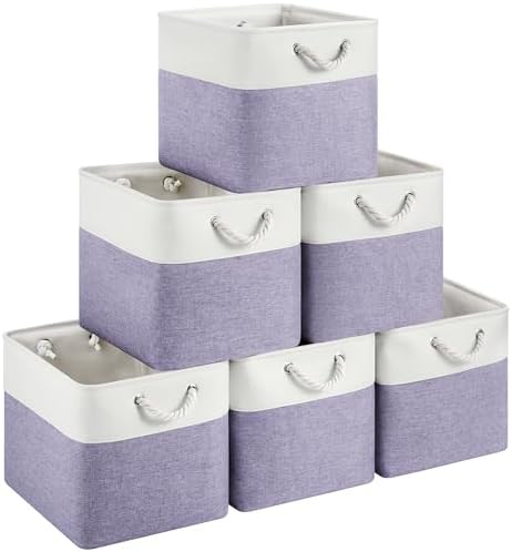 13x15x13 Inch Large Storage Bins with Cotton Rope Handles 6-Pack by HUZNXVY