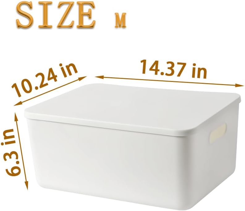 4 pack large plastic White storage bins with Lids, Toy Box Chest with Handle，Organizer Containers Baskets for Baby,Nursery，Shelves，Playroom, Bedroom，Office,Closet，home (White, 4M) - Image 5