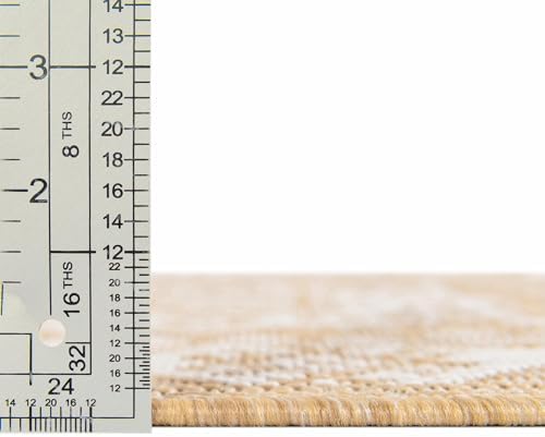 Rugs.com - Outdoor Aztec Rug – 5 Ft Round Natural Indoor/Outdoor Rug – Weather-Resistant Flatweave for Patios, Decks, and Porches - Image 2