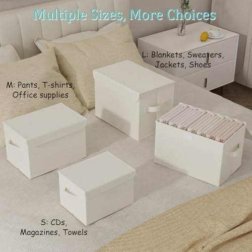 Storage Bins with Lids for Organizing, 4 Pack, Beige, 15x9.8x9.8 In - Image 4