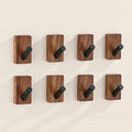 8 Pack Wooden Wall Hooks for Hanging, Adhesive Mounted & Wall Mounted Boho Decorative Walnut Wood Coat Hooks for Towel Clothes Blanket Hat Backpack Robe Nursery Door Board Entryway Key Holder by LECHYN