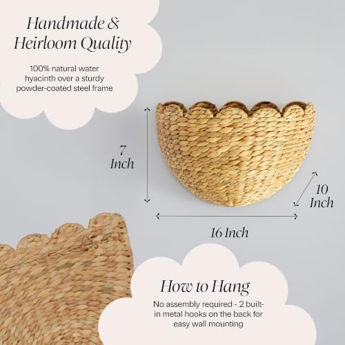 BEBE BASK Scalloped Wicker Wall Basket - The Original - 16 x 10 x 7 In - Image 5