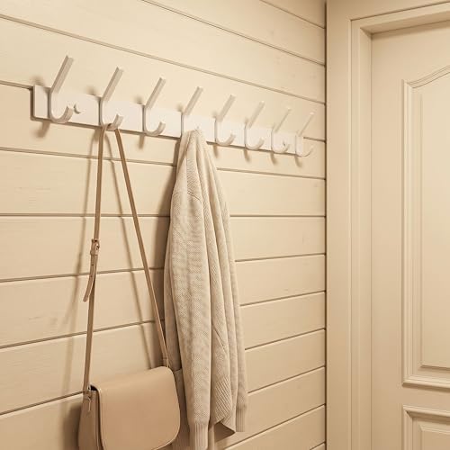 WEBI Coat Rack Wall Mounted,8 Hooks,24" Long,Coat Hooks Wall Mount,Wall Coat Hanger,Hook Rack,Jacket Hooks for Hanging Coats,Hats,Clothes,White - Image 5