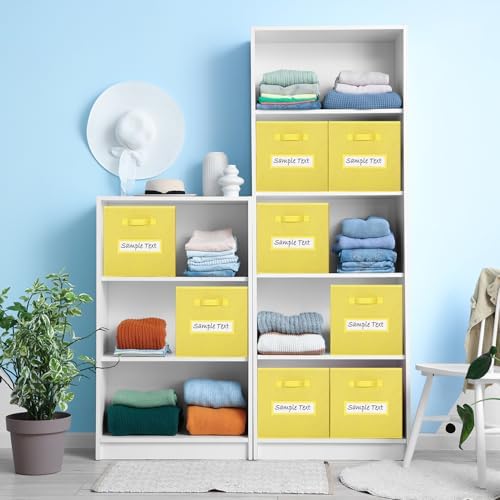 13x13 storage cube bins (Set of 10) Foldable Fabric storage cubes with 10 Labels Window Cards & a Pen,13 inch cube storage bins,Closet Organizers for Shelves,Cubby Organizer Boxes,Dark Yellow - Image 6