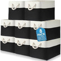 meekoo 8 Pack Fabric Storage Bins Baskets, 15 x 11 x 9.5 in, Black White by meekoo