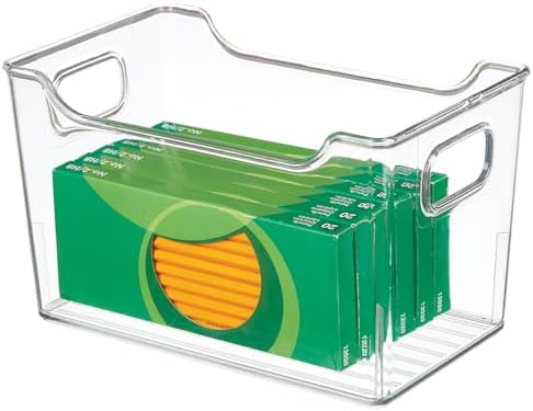 mDesign Deep Plastic Office Storage Bins with Handles for Organization in Filing Cabinet, Closet, or Desk Drawers, Organizer for Notes, Pens, Pencils, and Staples - Ligne Collection - 4 Pack - Clear - Image 6
