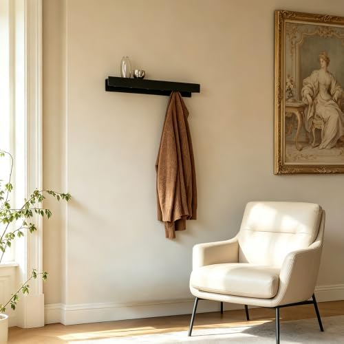 Coat Rack Wall Mount, 2-in-1 Wall Floating Shelf with 8 Hidden Coat Hooks - Image 3