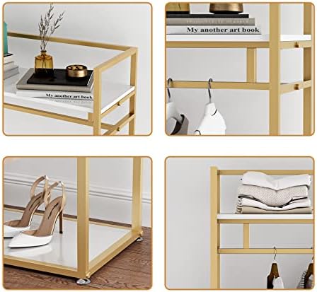Heavy Duty Clothing Rack with Shelves for Hanging Clothing, Gold Metal Freestanding Garment Rack for Retail Display (47.24" L) - Image 3