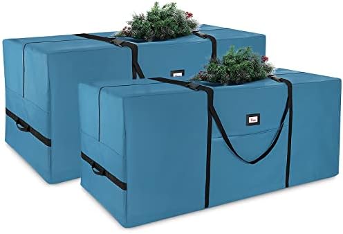 Hearth & Harbor Christmas Tree Storage Bag - Artificial Christmas Tree Bag with Reinforced Handles, Dual Zipper, Wide Opening - Storage Container for Trees and Decorations, 7.5 + 9 FT - 600D Oxford by HearthHarbor
