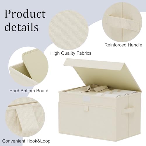 Foldable Storage Bins with Cloth Handle,13x9.1x7.9in,Beige,4 Pack - Image 6