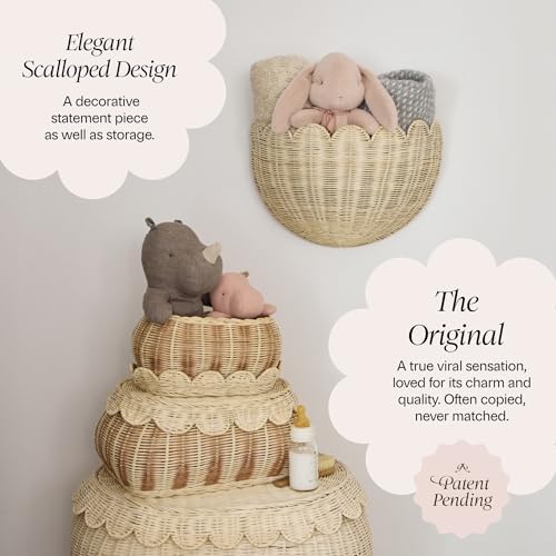 BEBE BASK Scalloped Wicker Wall Basket - The Original - 16 x 10 x 7 In - Image 3