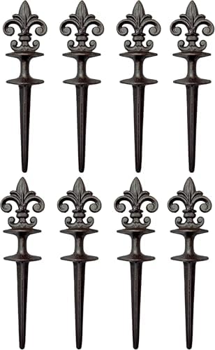Lulu Decor, Antique Black Cast Iron Garden Fleur de lis Hose Guides, Set of 8. Strong and Decorative Hose Guide that Protects Your Plants and Provides Elegance to Your Garden by LuluDecor