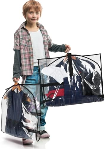 40 Inch Clear Garment Bags for Dance Costumes, 6 Pack, Black - Image 6