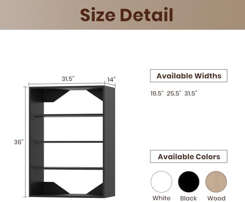 ROOMTEC 31.5" Shelf Short Tower Closet Unit, Modular Closet System with Shelf, Wardrobe Organizer for Bedroom or Walk-in Closet, Wall Mounted, Customizable Clothes Storage Unit, Black - Image 2