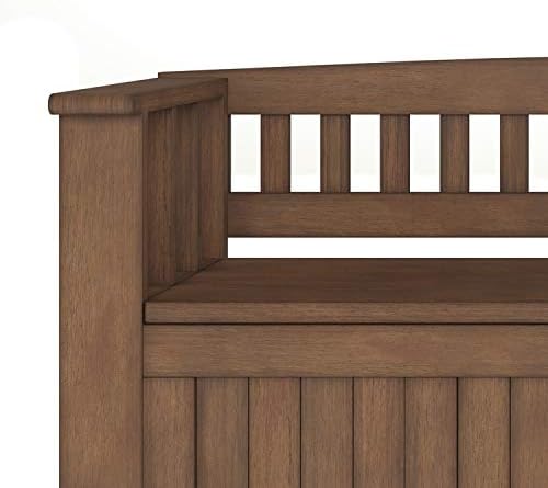 SIMPLIHOME Acadian SOLID WOOD 48 Inch Wide Transitional Entryway Storage Bench in Rustic Natural Aged Brown, For the Living Room, Entryway and Family Room - Image 6