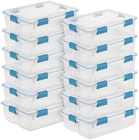 Sterilite Gasket Storage Box with Lids for Home & Office, 37 Quart, 12-Pack by Sterilite