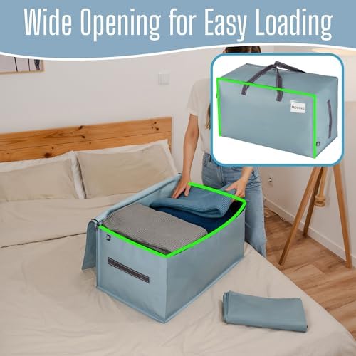 VENO 10 Pack Extra Large Heavy Duty Moving Bags with Wide Opening & Reinforced Handles, Reusable Storage Tote Bags with Strong Zippers for Clothes, College Dorm Essentials & Moving Supplies - Image 2